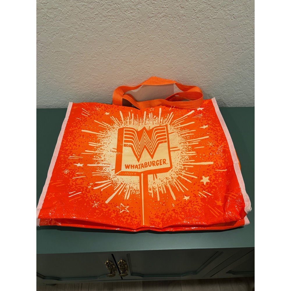 Whataburger Reusable Grocery Tote Bag Orange White Flying W Logo Texas Fast Food